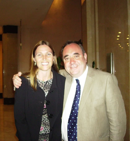 Professor Aileen Lothian and the Rt. Honourable Alex Salmond, First Minister for Scotland, attending the Scottish Gala evening event at the Marriott Hotel, Shanghai, 2010