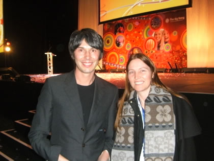 Professor Brian Cox and Professor Aileen Lothian at the UK Science and Engineering Finals in London.  Both senior science judges at the Big Bang