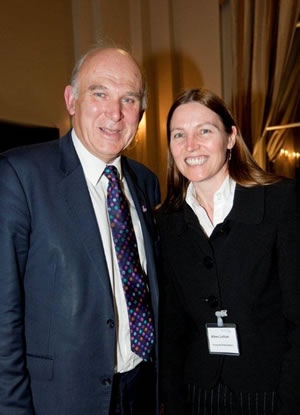 Right Honourable Dr Vince Cable (MP), Liberal Democrats, Business Secretary, with Professor Aileen Lothian at the George Hotel, Edinburgh, 2011